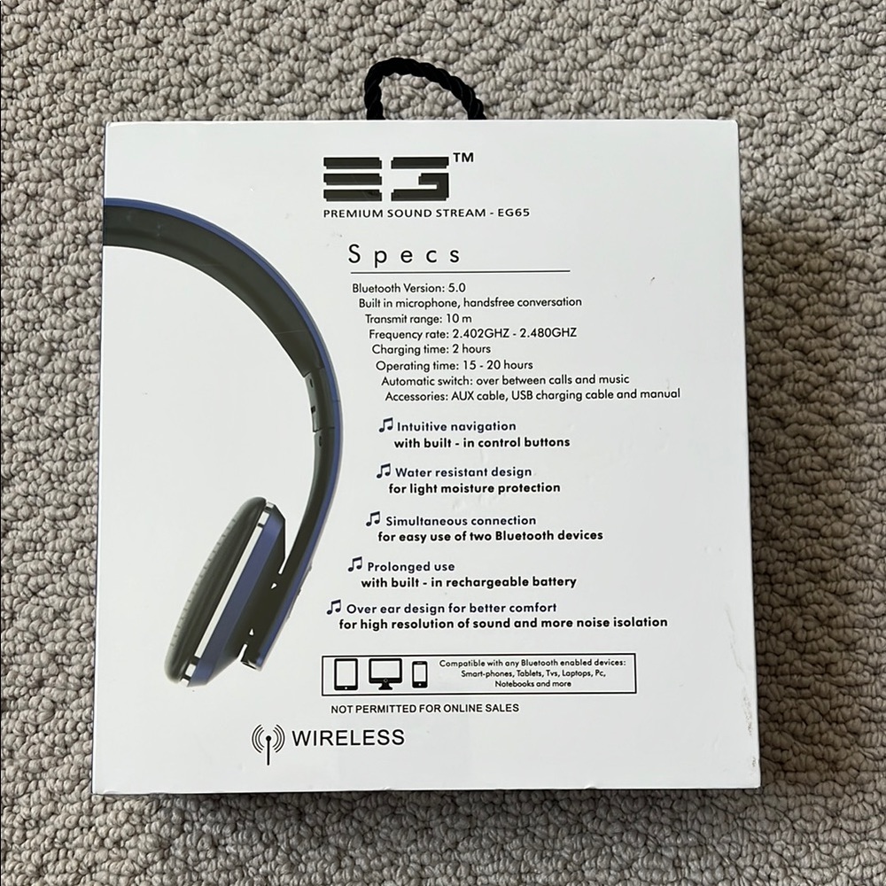 EG65 Wireless Headphones - Blue - Picture 2 of 3